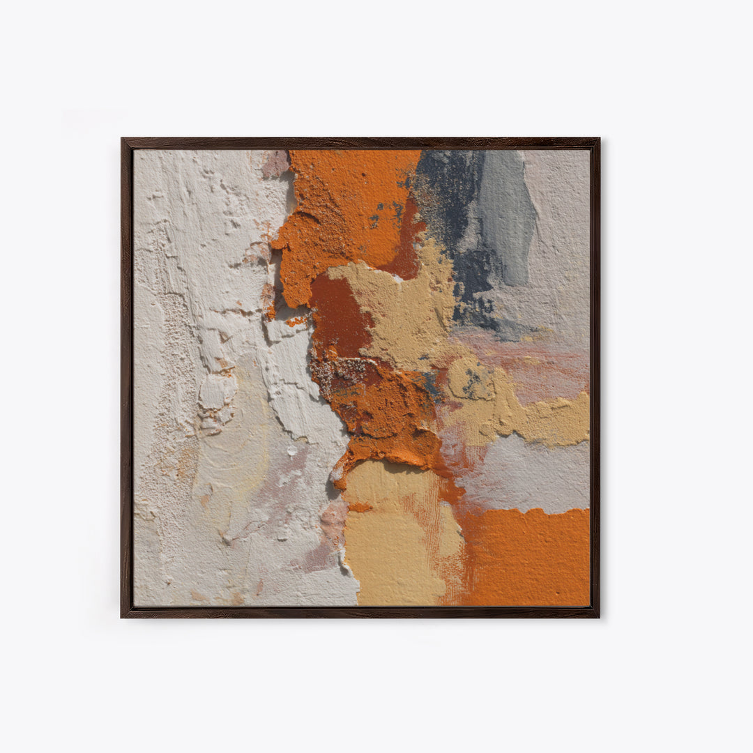 Burnt Orange Canyon Abstraction Framed Canvas Print, Monochrome Art, Textured Painting, Living Room Decor, Oil Painting, Mono, MON-1x1-88