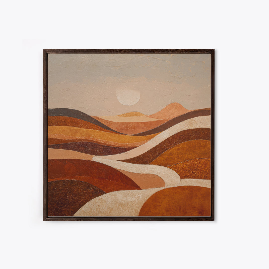 Warm Brown Desert Landscape Canvas Print, Monochrome Art, Moody Wall Art, Living Room Decor, Watercolor Art, Mono, MON-1x1-9