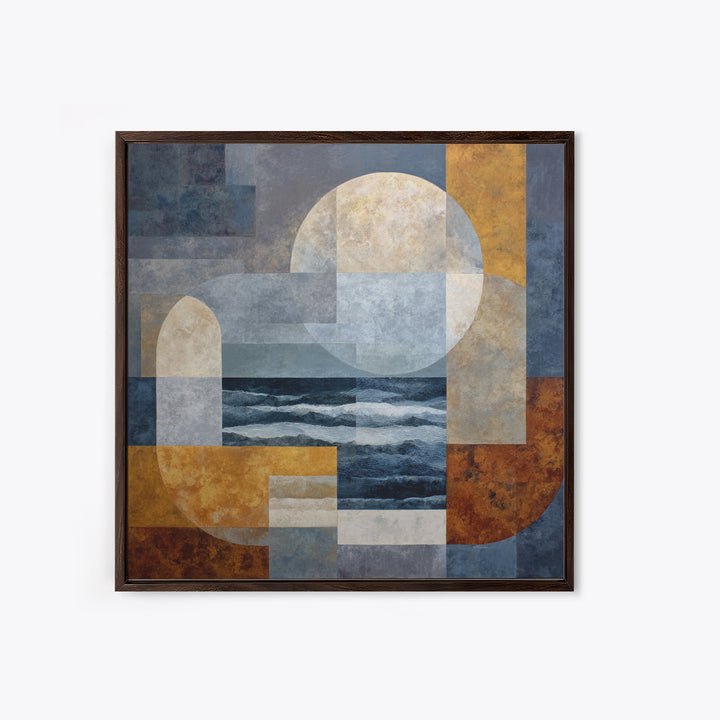 Silver Ocean Moonlight Scene Canvas Print, Monochrome Art, Boho Decor, Living Room Decor, Fine Art, Mono, Digital Art, MON-1x1-91