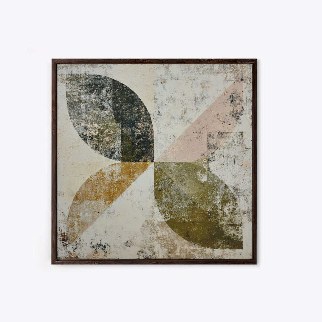 Olive Green Abstract Leaf Pattern Canvas Print, Monochrome Art, Modern Art, Living Room Decor, Watercolor Art, Mono, MON-1x1-92
