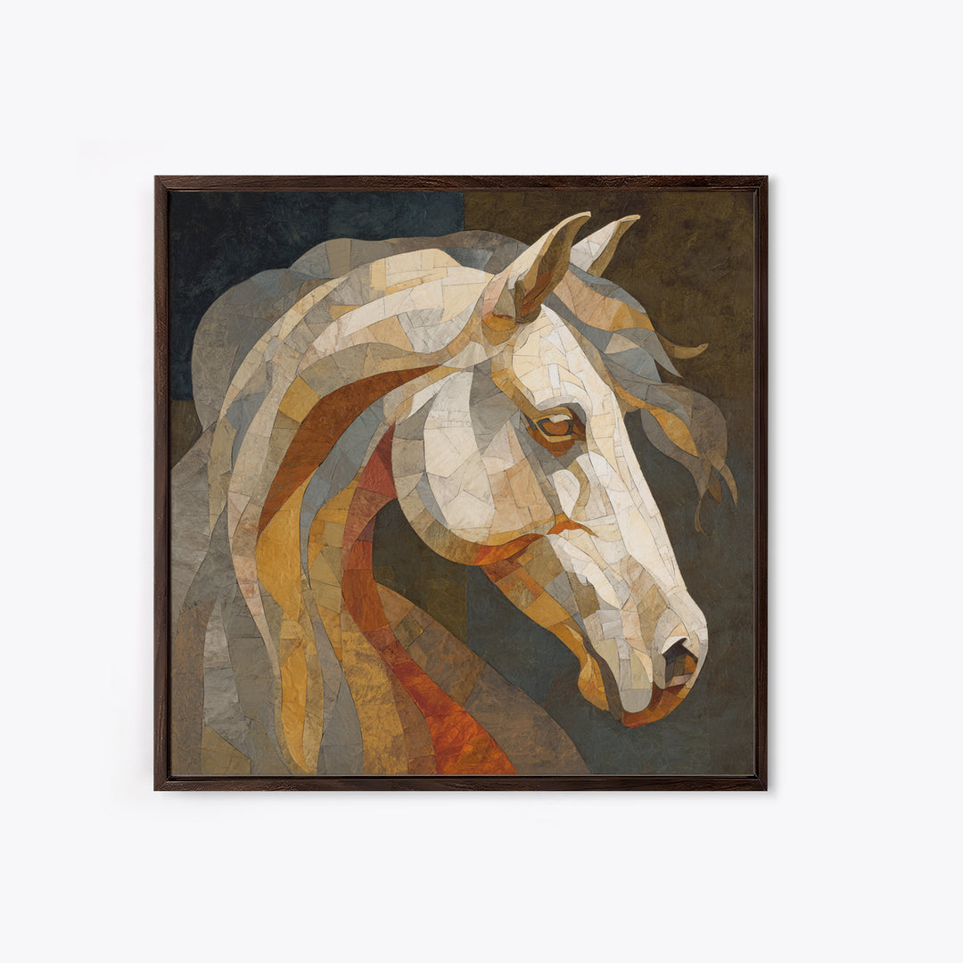 Sepia Horse Portrait Canvas Print, Monochrome Art, Statement Artwork, Living Room Decor, Fine Art, Mono, Digital Art, MON-1x1-98