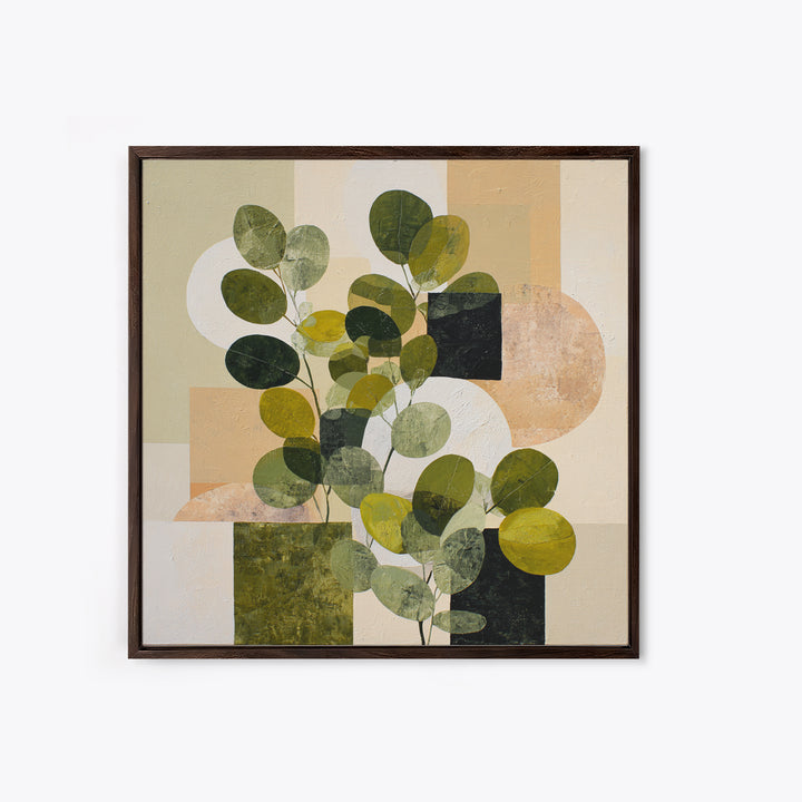 Green Botanical Study Canvas Print, Monochrome Art, Wall Art, Living Room Decor, Oil Painting, Mono, Abstract Art, MON-1x1-99