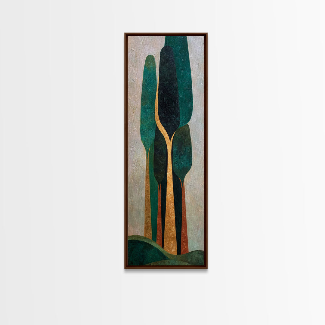 Deep Green Forest Silhouette Study Canvas Print, Monochrome Art, Digital Prints, Living Room Decor, Mono, Apartment Decor, MON-1x3-25