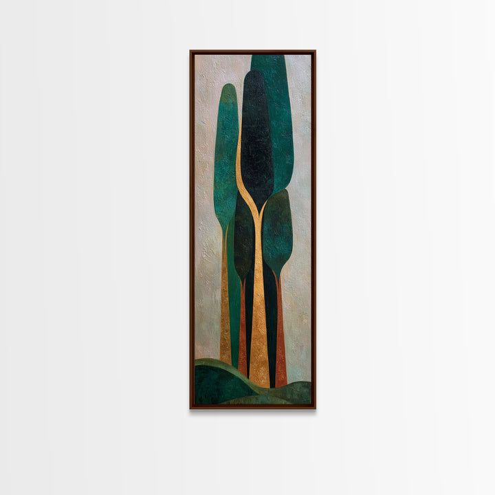 Deep Green Forest Silhouette Study Canvas Print, Monochrome Art, Digital Prints, Living Room Decor, Mono, Apartment Decor, MON-1x3-25