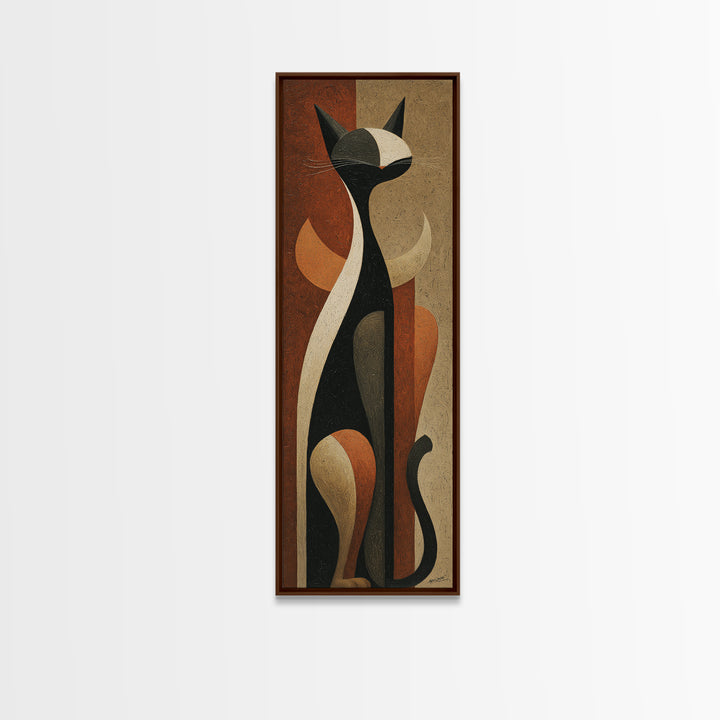 Monochrome Cat Portrait Framed Canvas Print, Monochrome Art, Original Painting, Living Room Decor, Oil Painting, Mono, MON-1x3-47