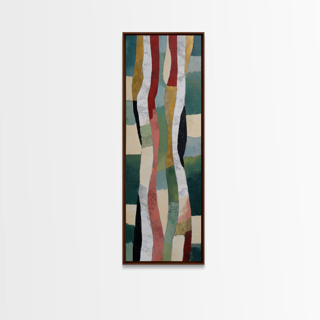 Deep Green Forest Silhouette Study Canvas Print, Monochrome Art, Abstract Painting, Living Room Decor, Fine Art, Mono, MON-1x3-49