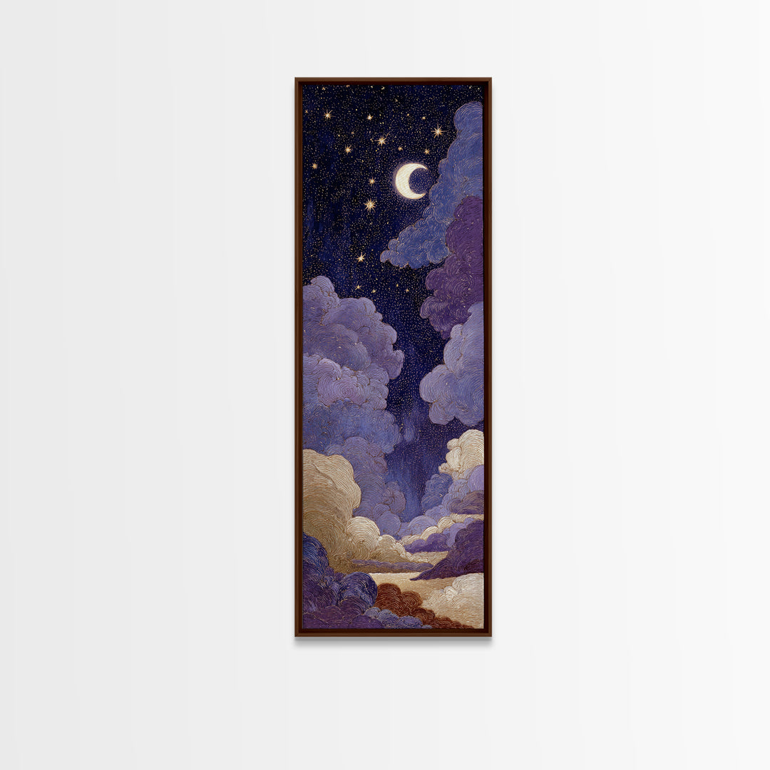 Purple Night Sky Canvas Print, Monochrome Art, Digital Print, Living Room Decor, Abstract Art, Mono, Modern Art, Moody Wall Art, MON-1x3-51