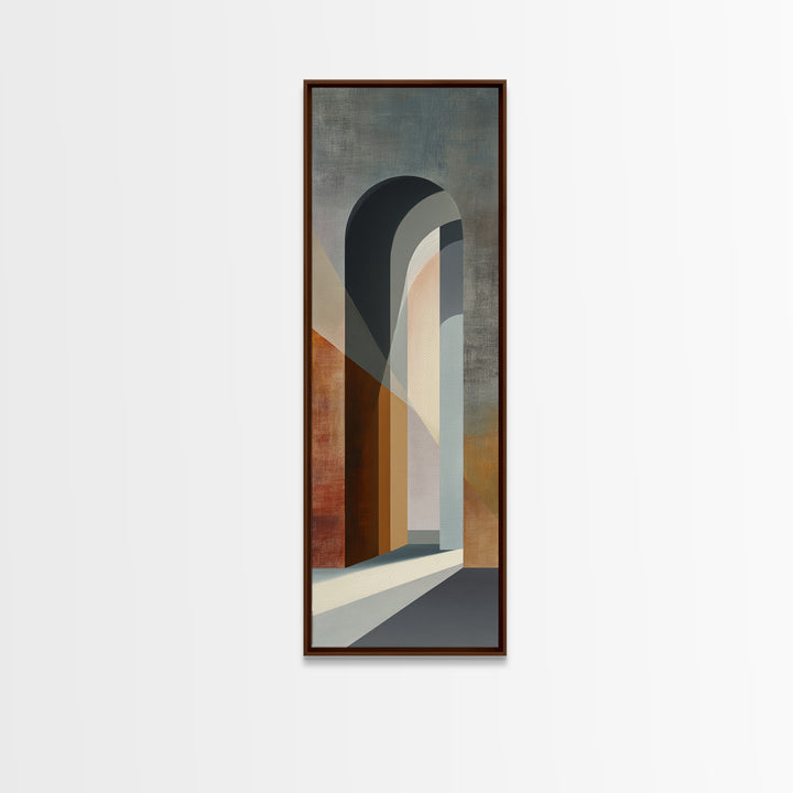 Gray Architectural Arch and Shadow Study Framed Canvas Print, Monochrome Art, Modern Art, Living Room Decor, Fine Art, Mono, MON-1x3-70