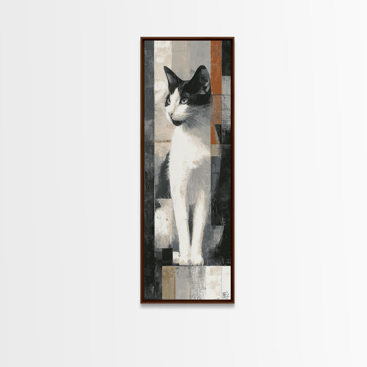 Monochrome Cat Portrait Canvas Print, Monochrome Art, Abstract Painting, Living Room Decor, Fine Art, Mono, Luxury Decor, MON-1x3-95