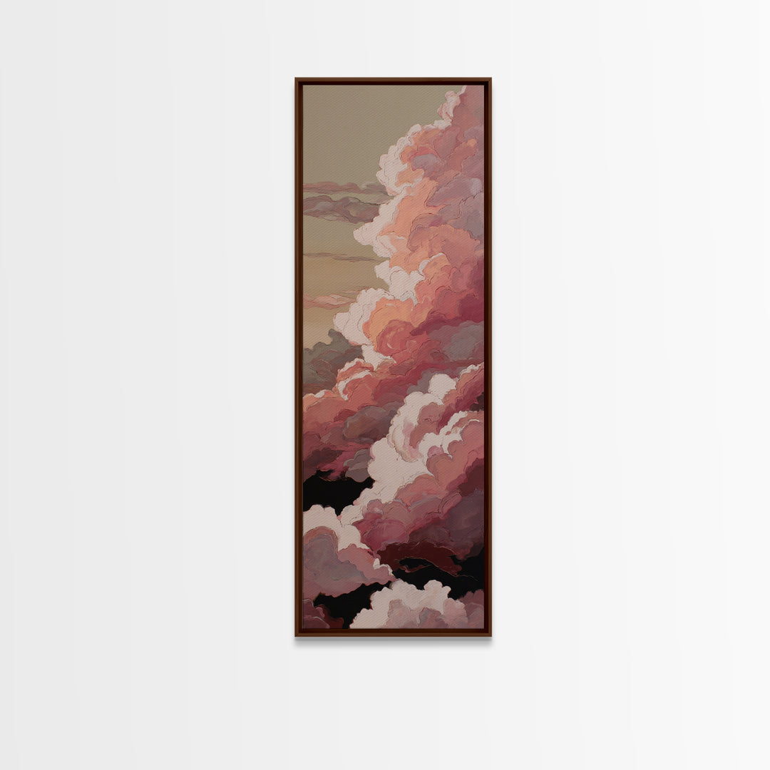 All Pink Cloudscape Framed Canvas Print, Monochrome Art, Printable Art, Living Room Decor, Abstract Art, Mono, MON-1x3-96