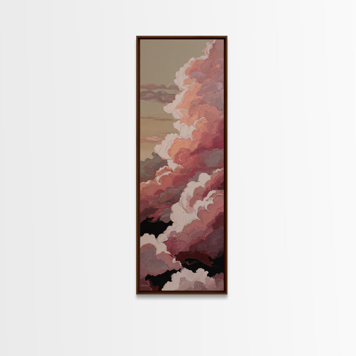 All Pink Cloudscape Framed Canvas Print, Monochrome Art, Printable Art, Living Room Decor, Abstract Art, Mono, MON-1x3-96