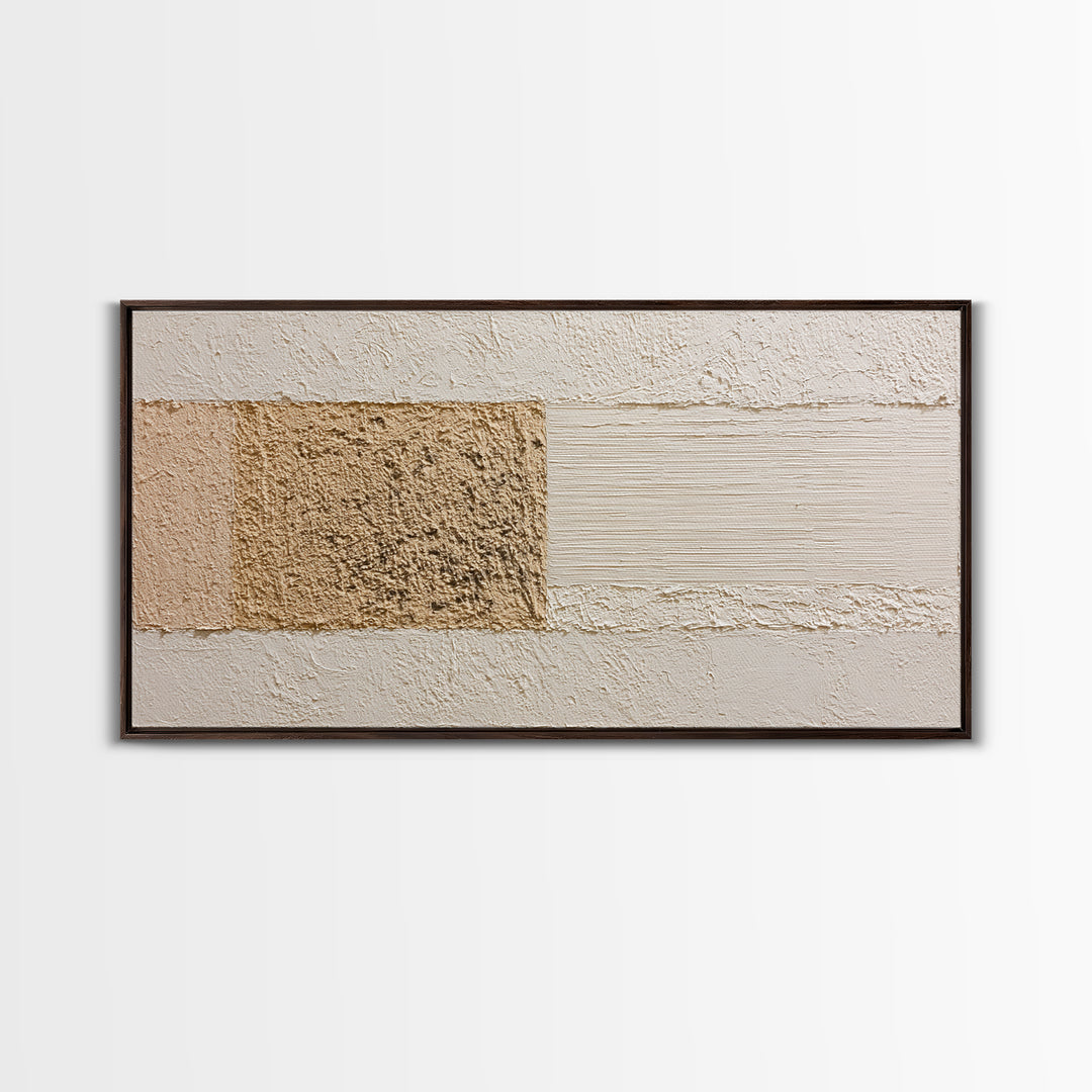 Cream on Cream Minimalist Forms Framed Canvas Print, Monochrome Art, Fine Art Print, Living Room Decor, Fine Art, Mono, MON-2x1-18