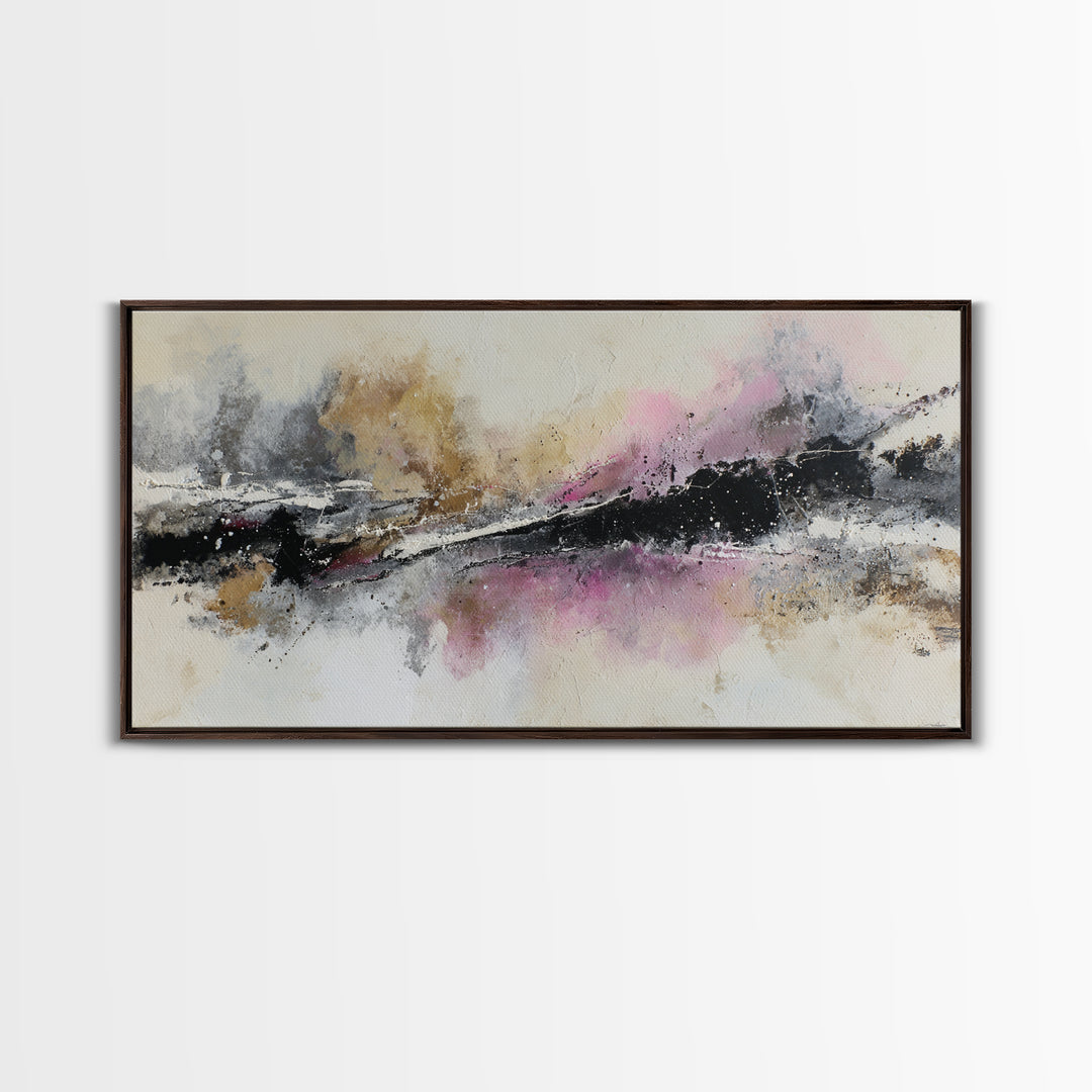 Black Ink Abstract Canvas Print, Monochrome Art, Boho Decor, Living Room Decor, Fine Art, Mono, Art Print, Digital Art, MON-2x1-2