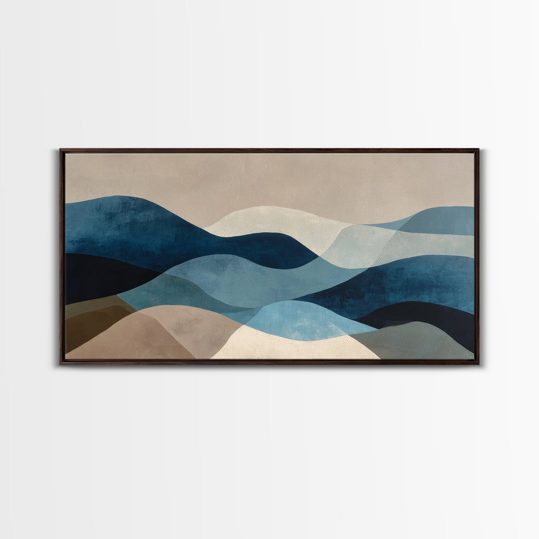 All Blue Ocean Abstraction Canvas Print, Monochrome Art, Wall Art, Living Room Decor, Mono, Abstract Art, Bedroom Decor, MON-2x1-21
