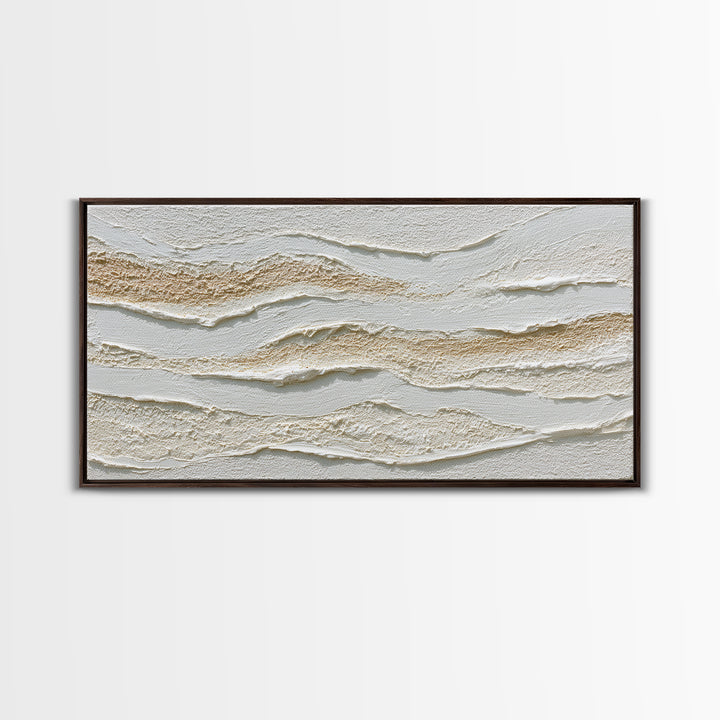 Ivory White Plaster Texture Composition Framed Canvas Print, Monochrome Art, Home Decor, Living Room Decor, Fine Art, Mono, MON-2x1-25