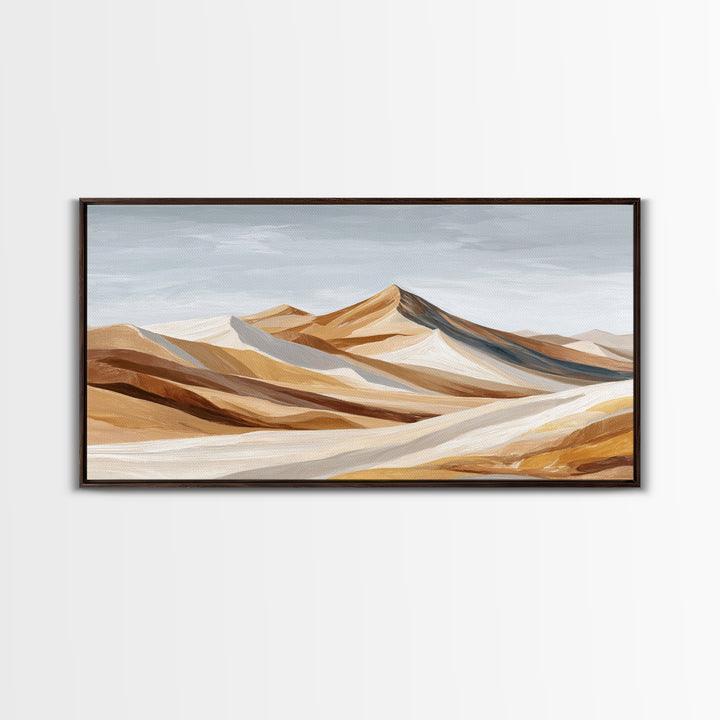 Warm Brown Desert Landscape Framed Canvas Print, Monochrome Art, Poster, Living Room Decor, Fine Art, Mono, Textured Wall Art, MON-2x1-29