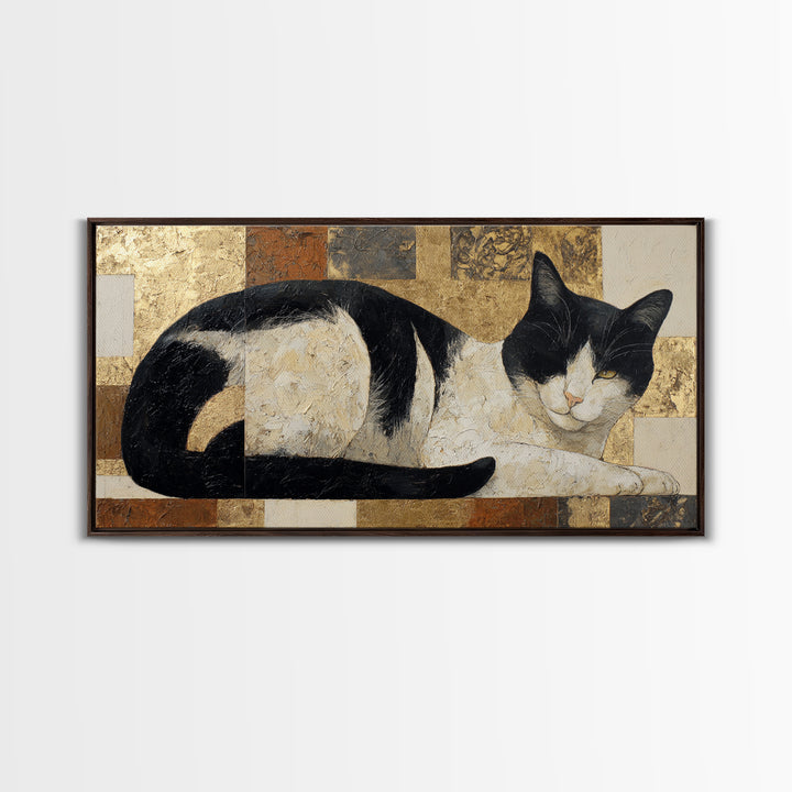 Monochrome Cat Portrait Canvas Print, Monochrome Art, Mid Century Modern, Living Room Decor, Fine Art, Mono, Boho Wall Art, MON-2x1-31