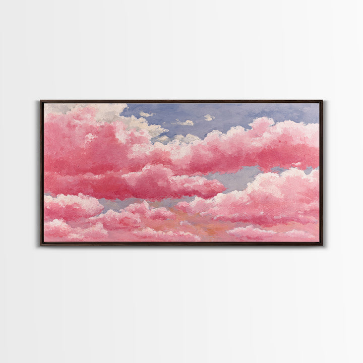 All Pink Cloudscape Canvas Print, Monochrome Art, Contemporary Art, Living Room Decor, Oil Painting, Mono, Original Art, MON-2x1-32