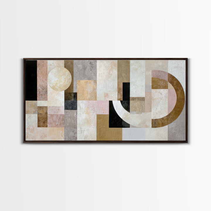 Cream on Cream Minimalist Forms Framed Canvas Print, Monochrome Art, Fine Art Print, Living Room Decor, Fine Art, Mono, MON-2x1-42