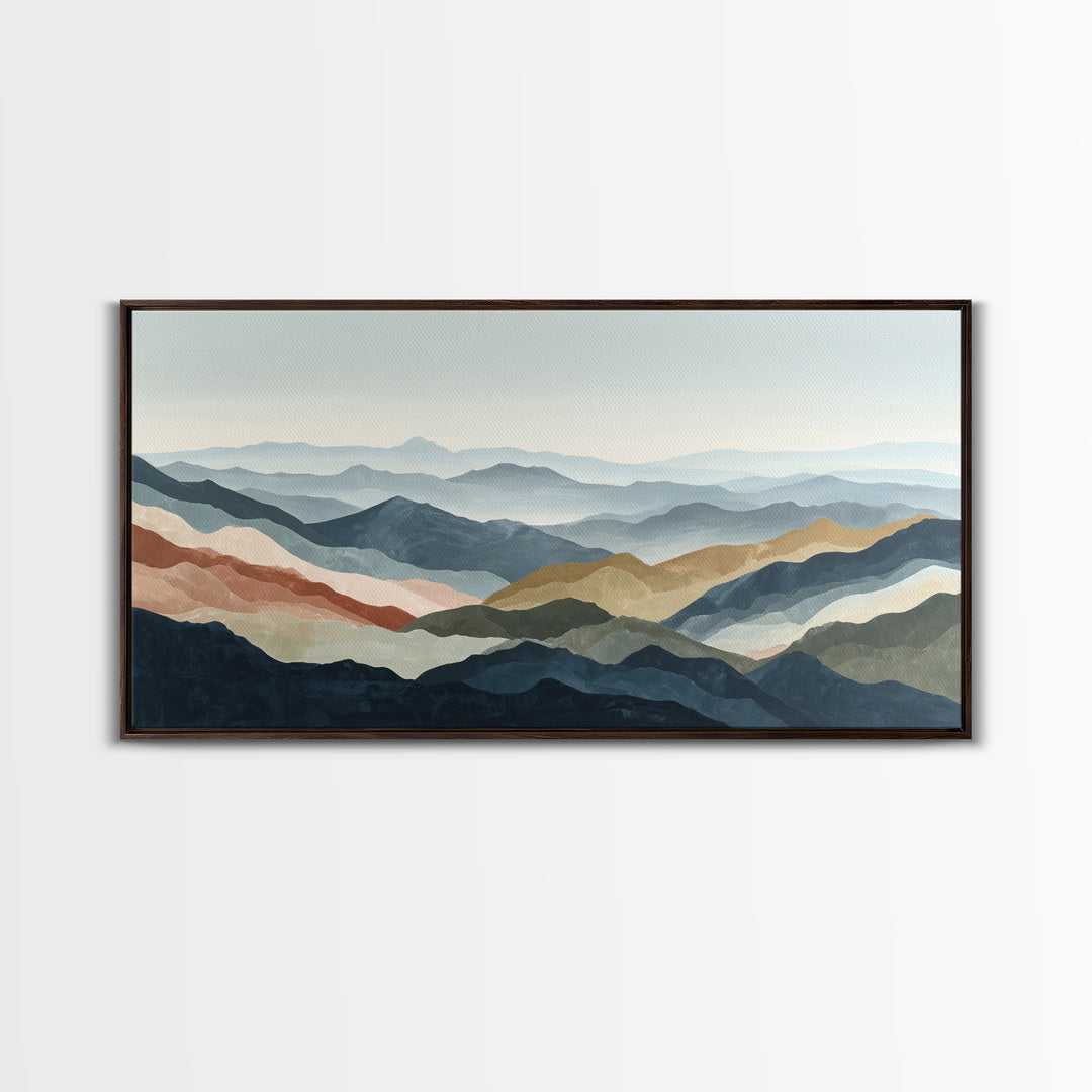 Charcoal Mountain Landscape Canvas Print, Monochrome Art, Digital Prints, Living Room Decor, Fine Art, Mono, Apartment Decor, MON-2x1-48