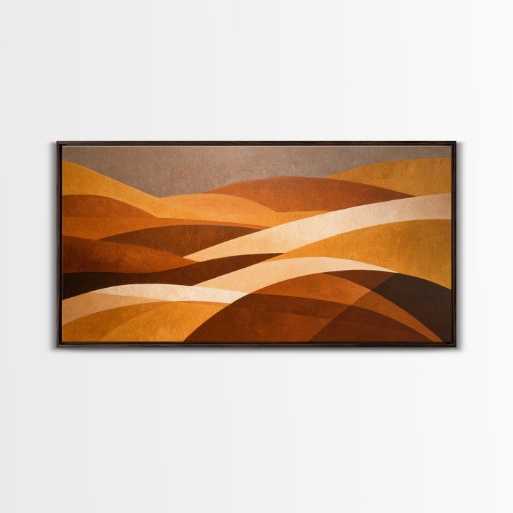 Warm Brown Desert Landscape Canvas Print, Monochrome Art, Mid Century Modern, Living Room Decor, Fine Art, Mono, Boho Wall Art, MON-2x1-53