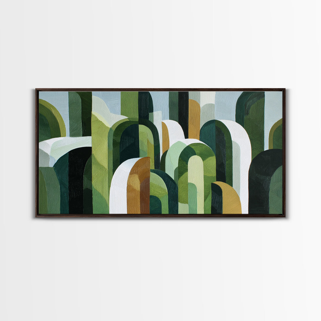 Deep Green Forest Silhouette Study Canvas Print, Monochrome Art, Digital Prints, Living Room Decor, Mono, Apartment Decor, MON-2x1-57