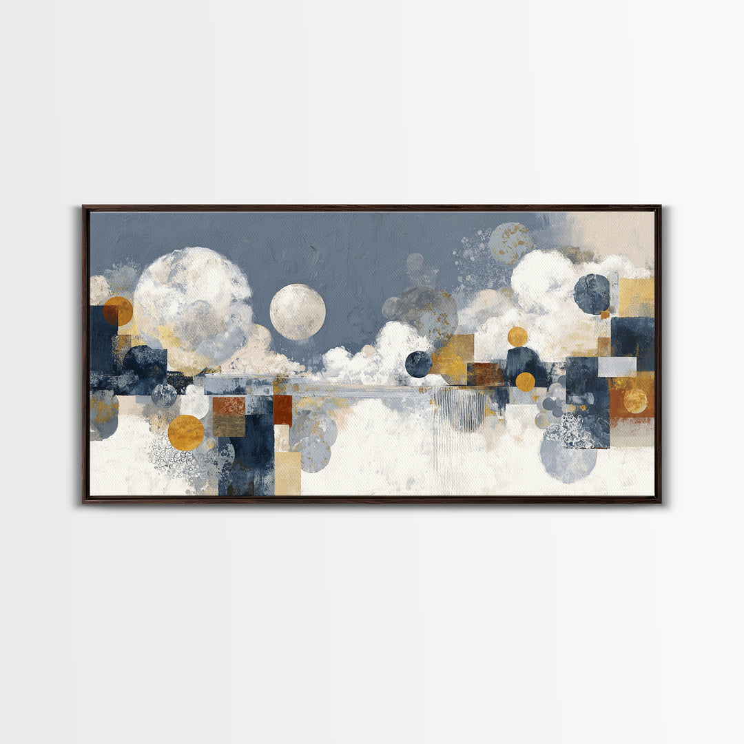 Silver Ocean Moonlight Scene Canvas Print, Monochrome Art, Digital Print, Living Room Decor, Fine Art, Mono, Modern Art, MON-2x1-63