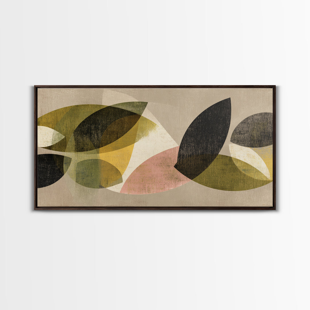 Olive Green Abstract Leaf Pattern Canvas Print, Monochrome Art, Printable Wall Art, Living Room Decor, Oil Painting, Mono, MON-2x1-64