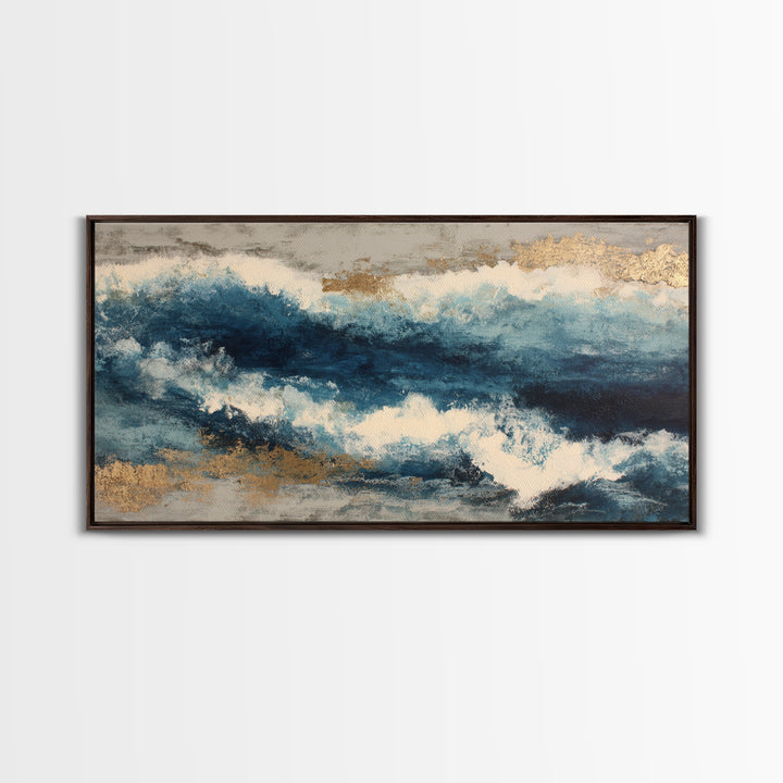 All Blue Ocean Abstraction Canvas Print, Monochrome Art, Original Art, Living Room Decor, Mono, Bird Art, Bedroom Wall Art, MON-2x1-69