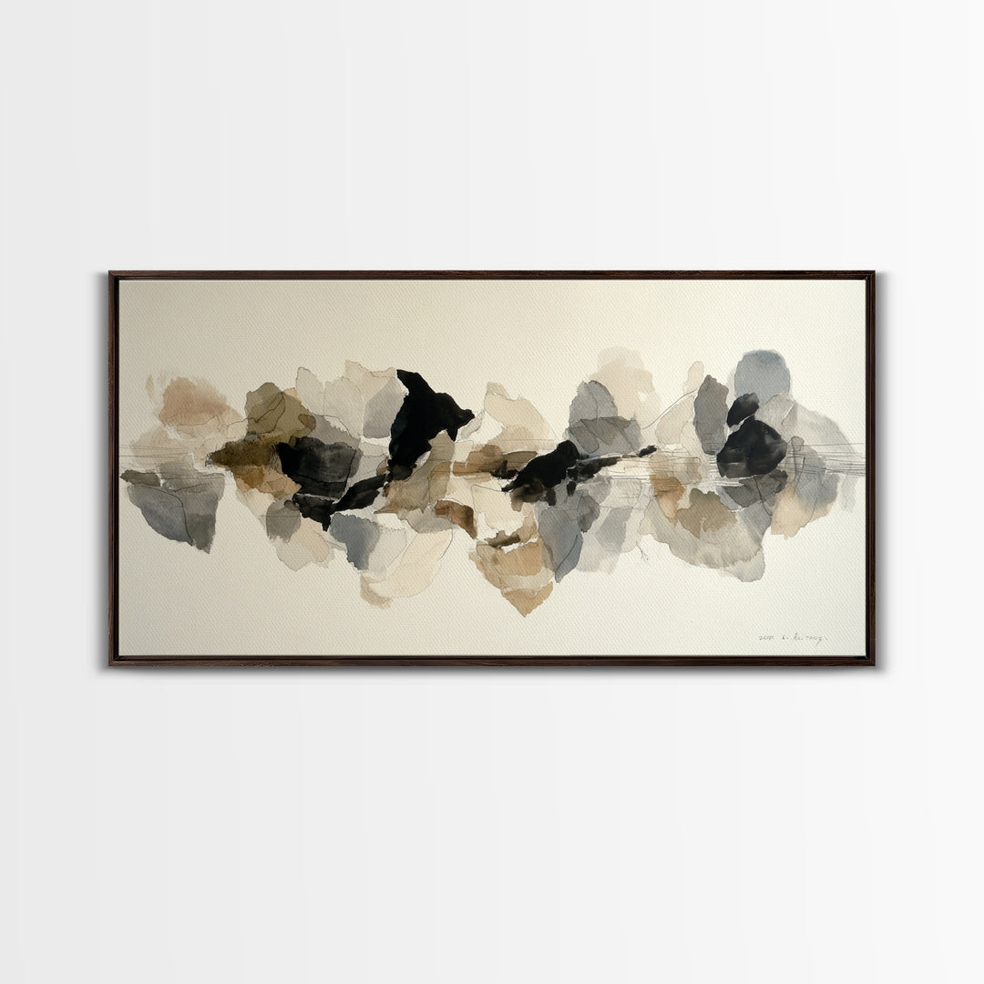 Black Ink Abstract Canvas Print, Monochrome Art, Living Room Decor, Abstract Art, Mono, Apartment Decor, Printable Art, MON-2x1-74