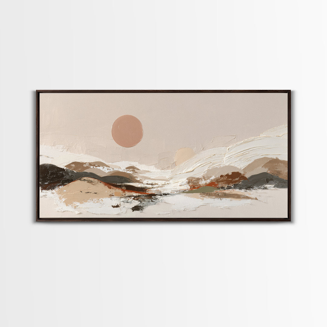 Warm Brown Desert Landscape Canvas Print, Monochrome Art, Mid Century Modern, Living Room Decor, Fine Art, Mono, Boho Wall Art, MON-2x1-77