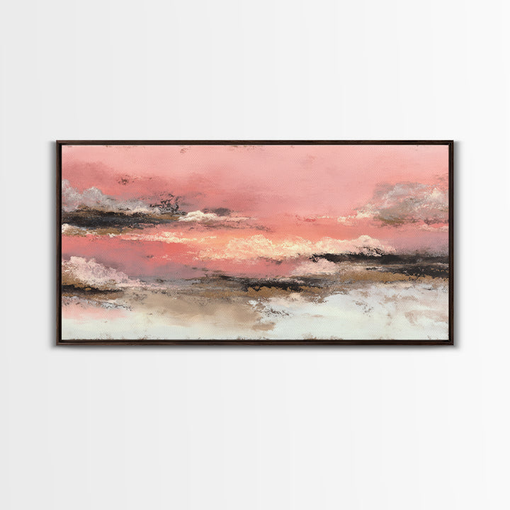 All Pink Cloudscape Framed Canvas Print, Monochrome Art, Apartment Decor, Living Room Decor, Fine Art, Mono, Moody Wall Art, MON-2x1-80
