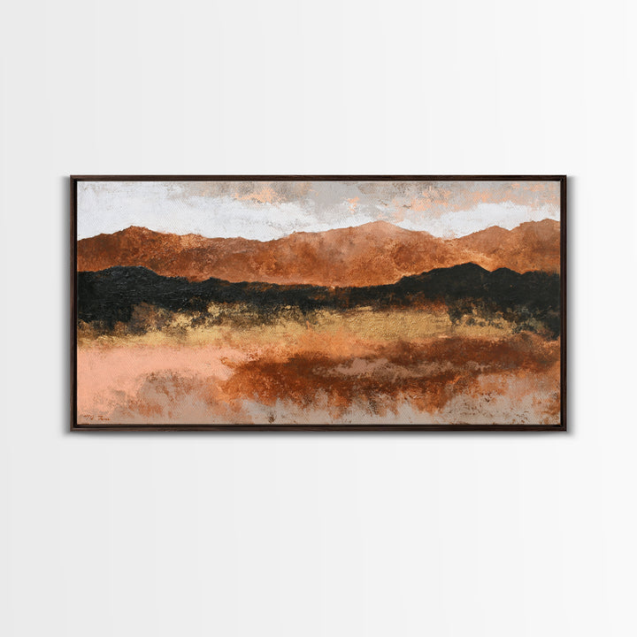 Burnt Orange Canyon Abstraction Framed Canvas Print, Monochrome Art, Printable Art, Living Room Decor, Fine Art, Mono, MON-2x1-84