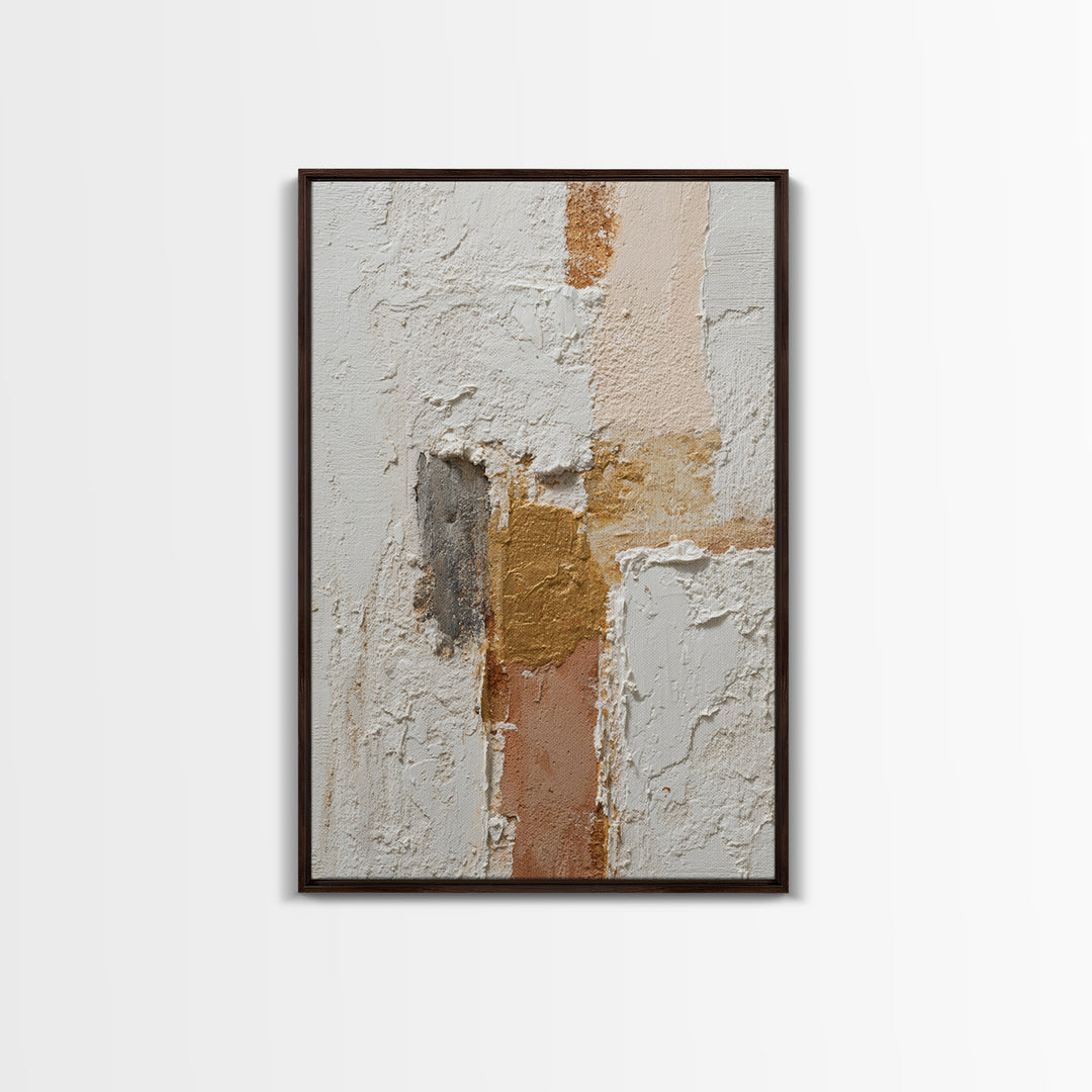 Ivory White Plaster Texture Composition Framed Canvas Print, Monochrome Art, Digital Prints, Living Room Decor, Fine Art, Mono, MON-2x3-13
