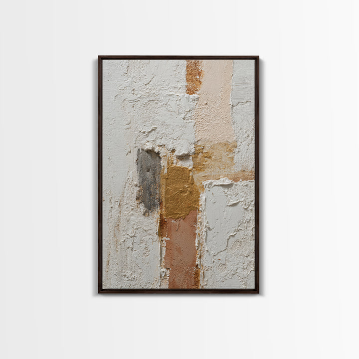 Ivory White Plaster Texture Composition Framed Canvas Print, Monochrome Art, Digital Prints, Living Room Decor, Fine Art, Mono, MON-2x3-13