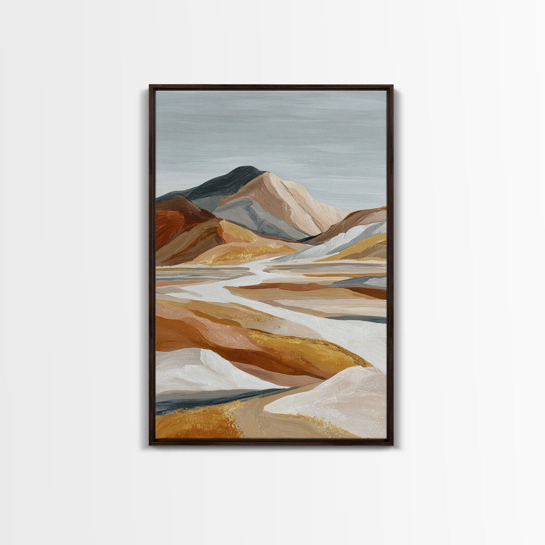 Warm Brown Desert Landscape Framed Canvas Print, Monochrome Art, Art Prints, Living Room Decor, Fine Art, Mono, Apartment Decor, MON-2x3-17