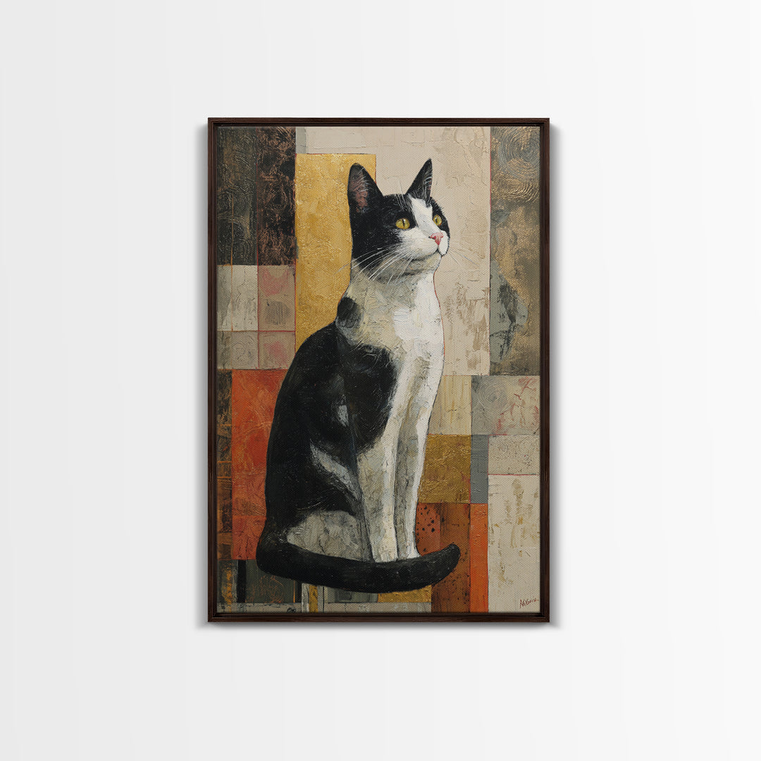 Monochrome Cat Portrait Framed Canvas Print, Monochrome Art, Wall Decor, Living Room Decor, Fine Art, Mono, Wall Art, MON-2x3-19