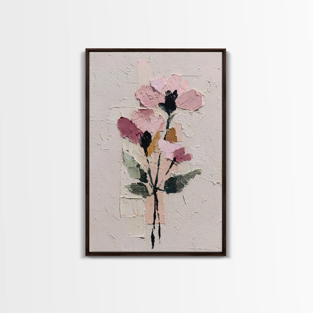 Monochrome Floral Bouquet Framed Canvas Print, Monochrome Art, Statement Artwork, Living Room Decor, Fine Art, Mono, Art Prints, MON-2x3-2