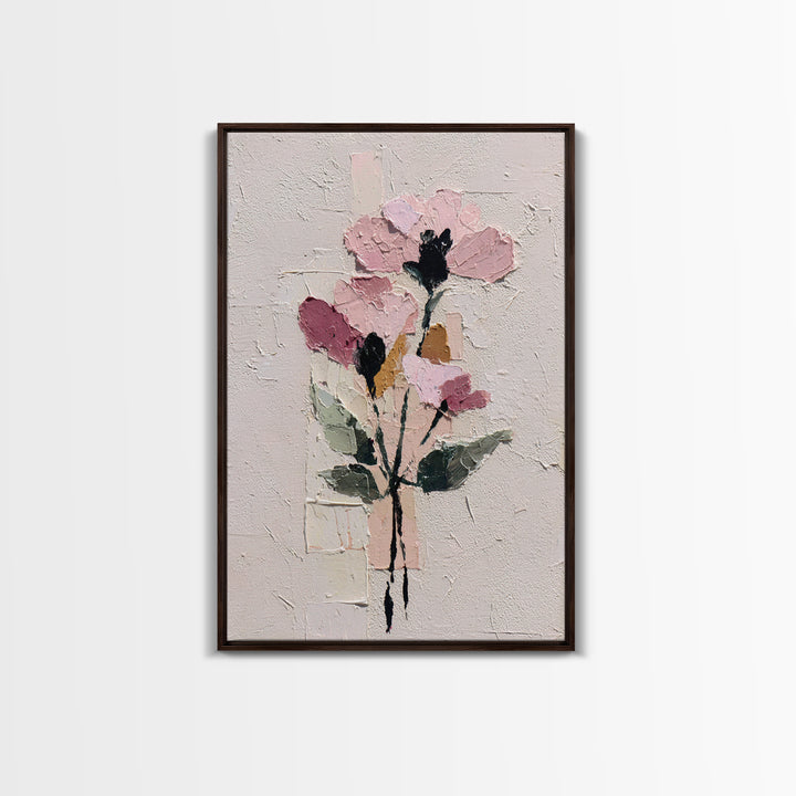 Monochrome Floral Bouquet Framed Canvas Print, Monochrome Art, Statement Artwork, Living Room Decor, Fine Art, Mono, Art Prints, MON-2x3-2
