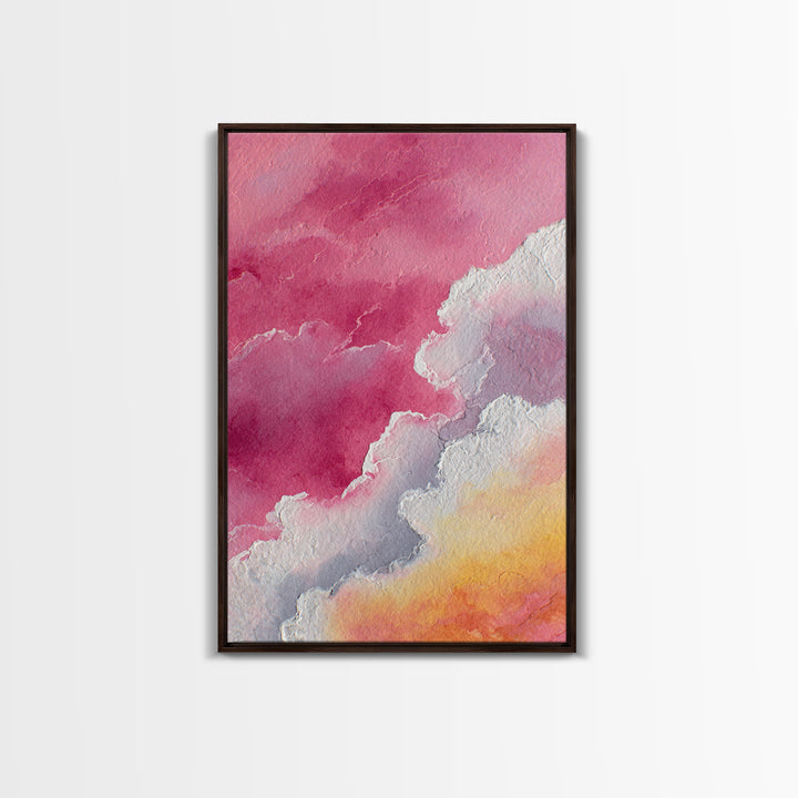 All Pink Cloudscape Framed Canvas Print, Monochrome Art, Digital Art, Living Room Decor, Oil Painting, Mono, MON-2x3-20
