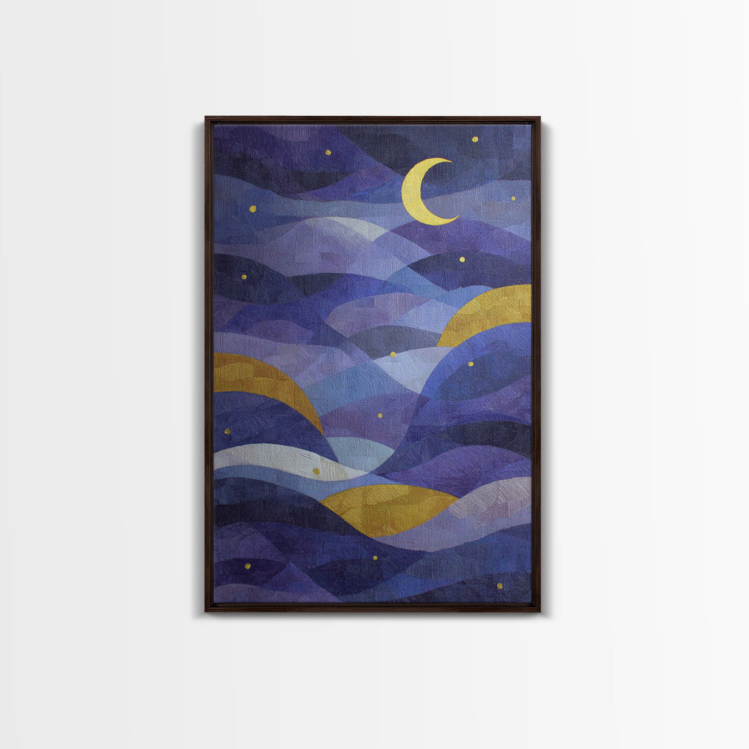 Purple Night Sky Canvas Print, Monochrome Art, Luxury Decor, Living Room Decor, Fine Art, Mono, Mid Century Modern, MON-2x3-23