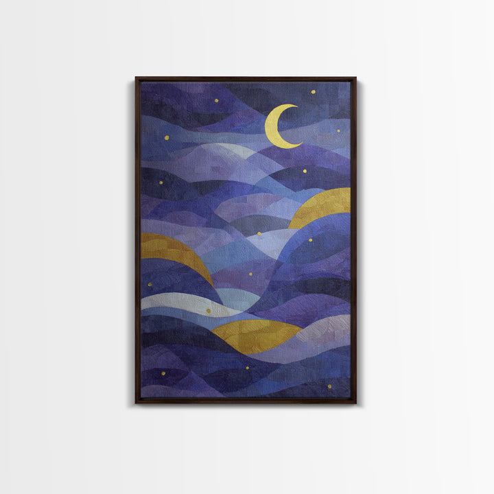 Purple Night Sky Canvas Print, Monochrome Art, Luxury Decor, Living Room Decor, Fine Art, Mono, Mid Century Modern, MON-2x3-23
