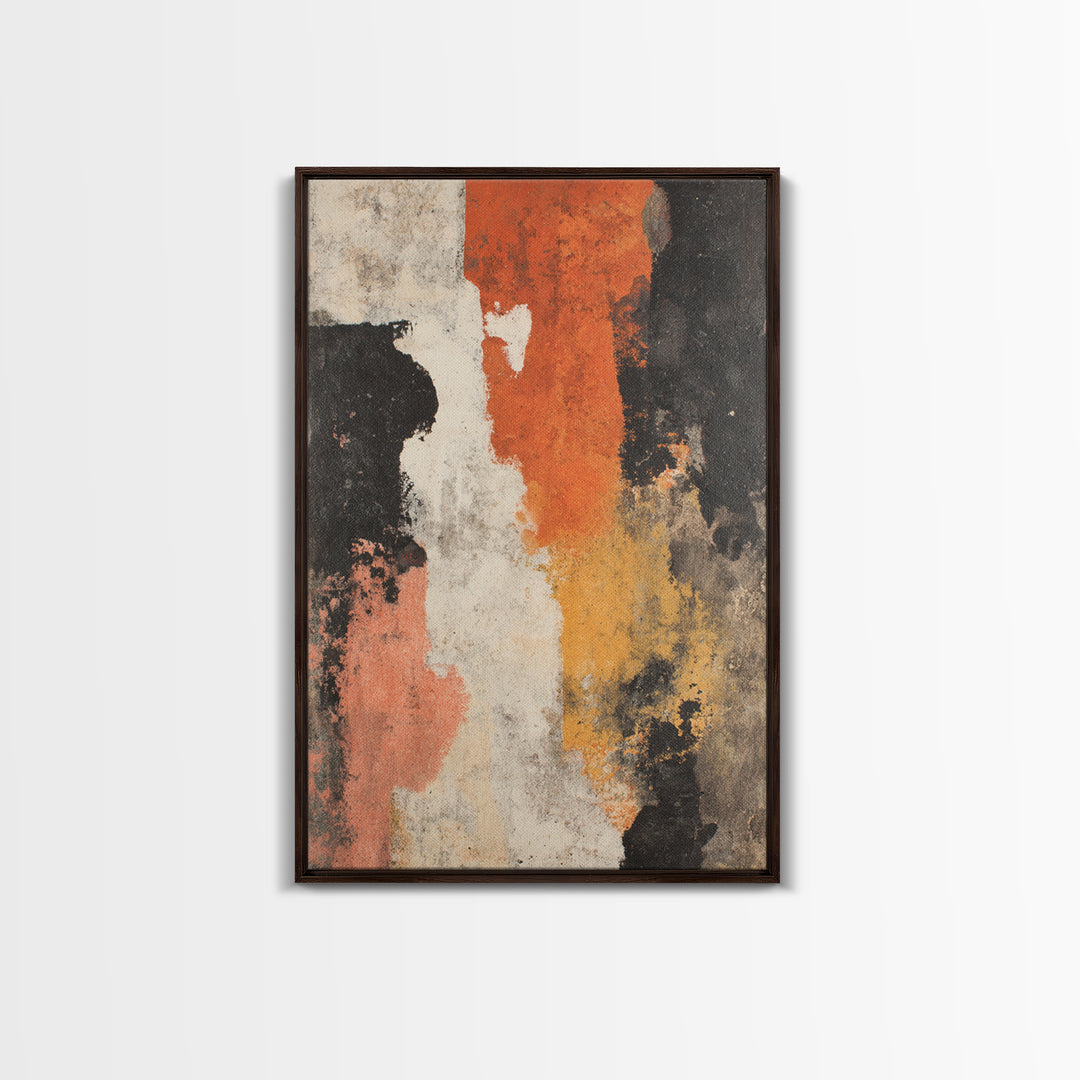 Burnt Orange Canyon Abstraction Framed Canvas Print, Monochrome Art, Bird Art, Living Room Decor, Fine Art, Mono, Boho Decor, MON-2x3-24