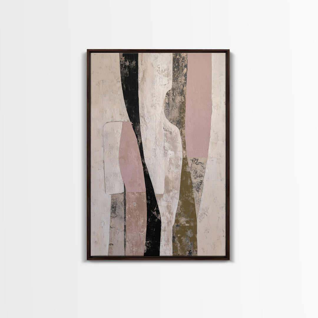 Cream on Cream Minimalist Forms Framed Canvas Print, Monochrome Art, Boho Decor, Living Room Decor, Fine Art, Mono, Art Print, MON-2x3-30
