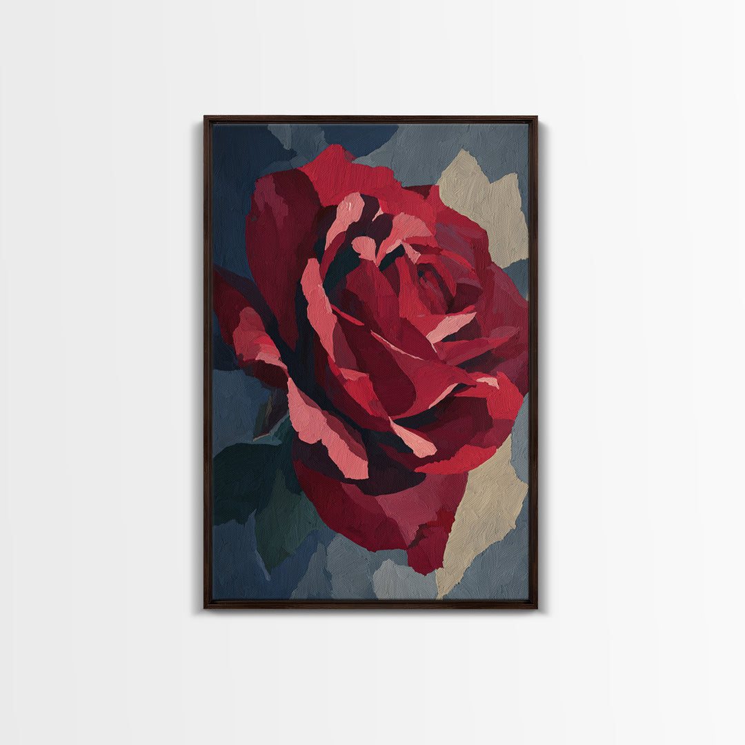 Single Red Rose Rendered Only Canvas Print, Monochrome Art, Minimalist Decor, Living Room Decor, Fine Art, Mono, Large Wall Art, MON-2x3-39