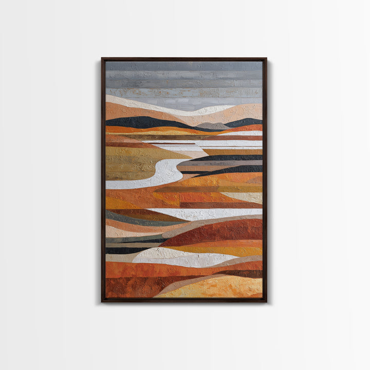 Warm Brown Desert Landscape Framed Canvas Print, Monochrome Art, Art Prints, Living Room Decor, Fine Art, Mono, Apartment Decor, MON-2x3-41