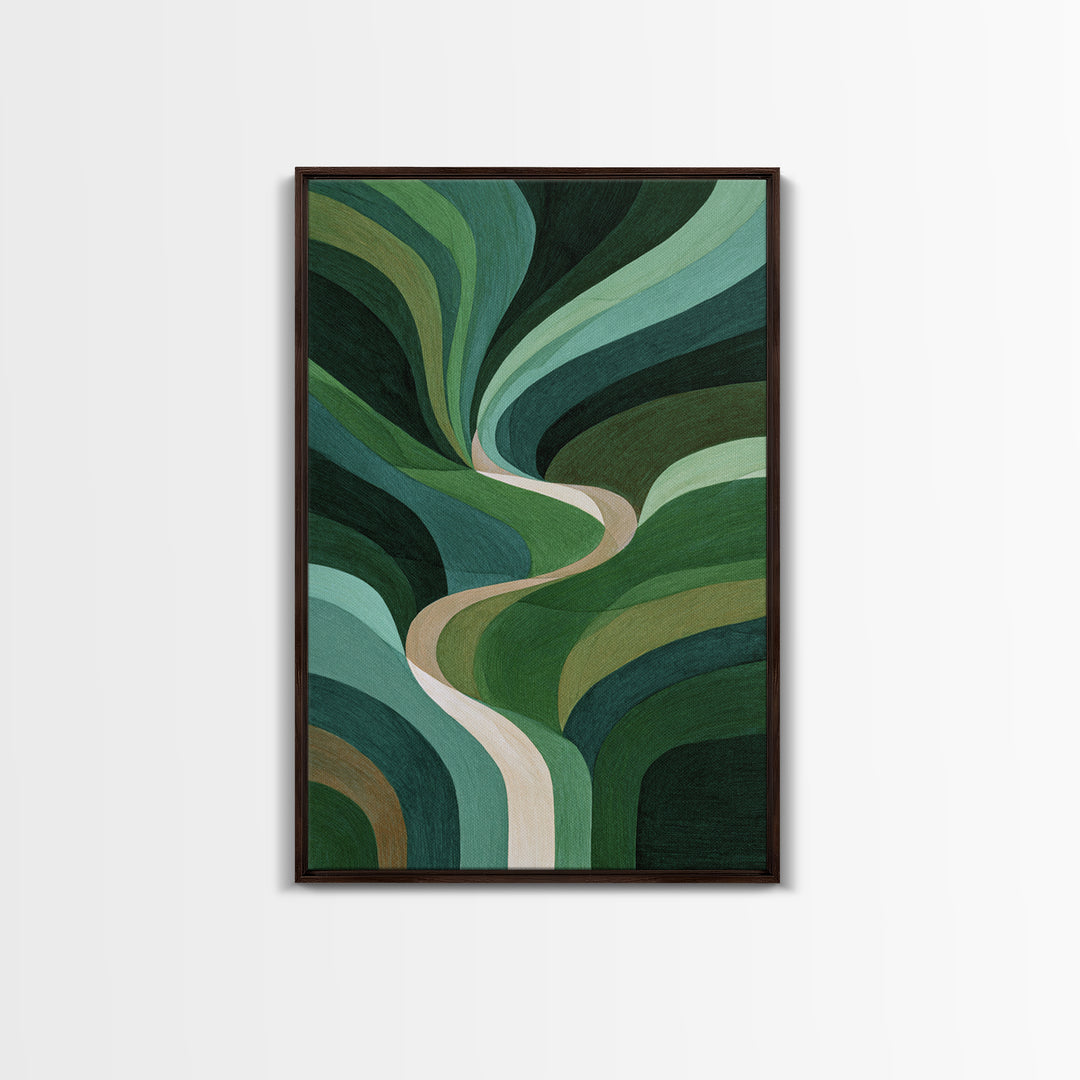 Deep Green Forest Silhouette Study Canvas Print, Monochrome Art, Living Room Decor, Oil Painting, Mono, Printable Art, MON-2x3-45