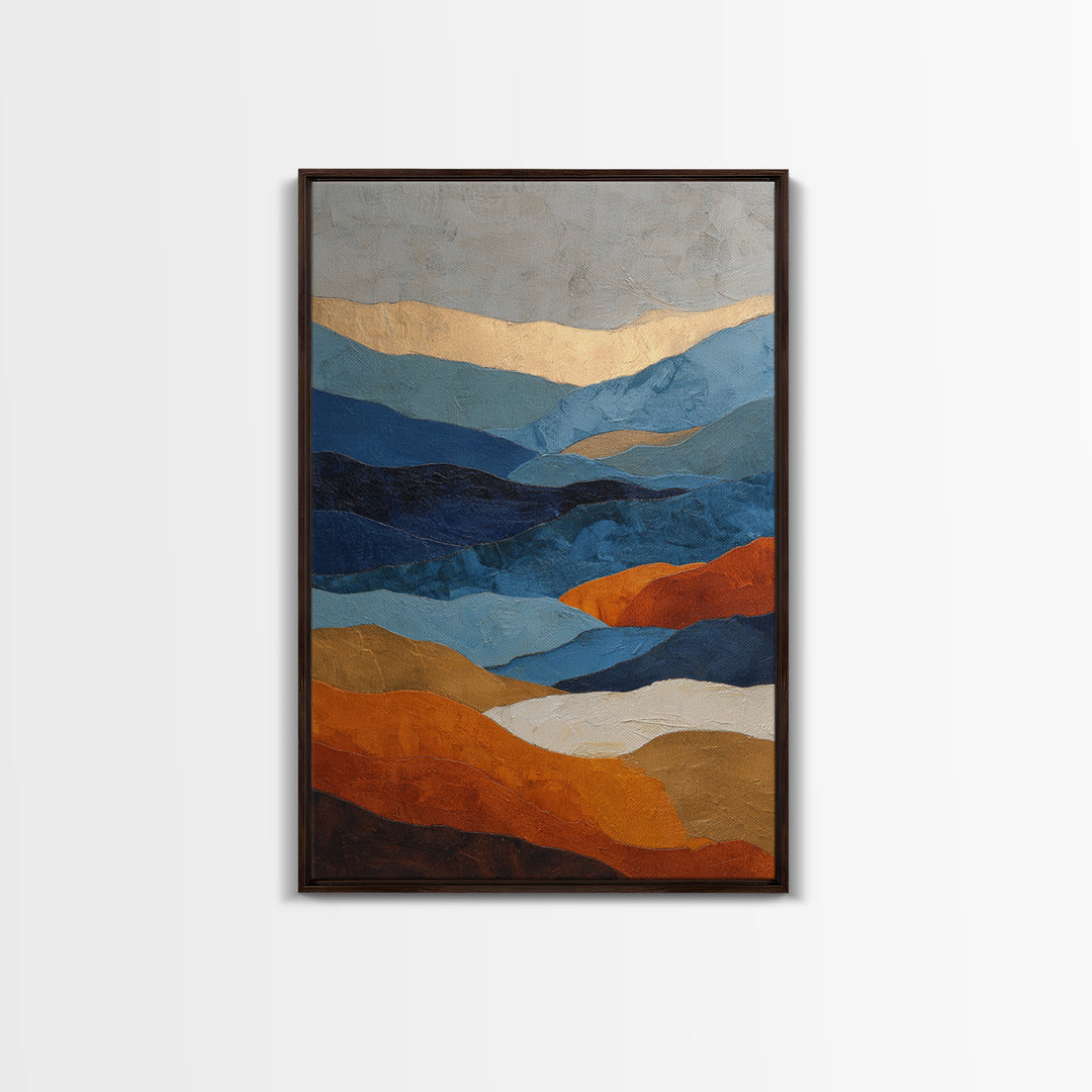 Blue Mountain Ridge Layers Framed Canvas Print, Monochrome Art, Wall Decor, Living Room Decor, Fine Art, Mono, Wall Art, MON-2x3-56