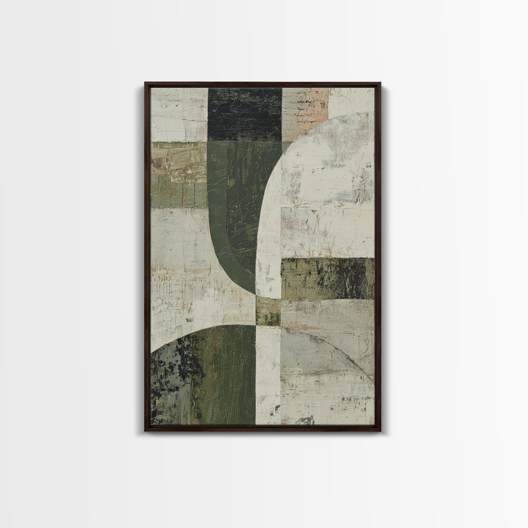 Green Botanical Study Framed Canvas Print, Monochrome Art, Digital Prints, Living Room Decor, Watercolor Art, Mono, MON-2x3-59