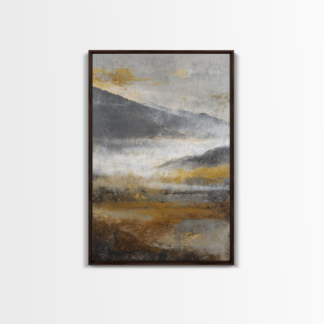Charcoal Mountain Landscape Framed Canvas Print, Monochrome Art, Wall Art, Living Room Decor, Fine Art, Mono, Abstract Art, MON-2x3-60